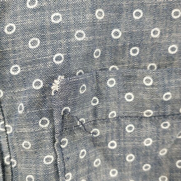 J. Crew Women's Chambray Popover Shirt Blue 00 Long Sleeve Circle Print Cotton - Picture 4 of 13